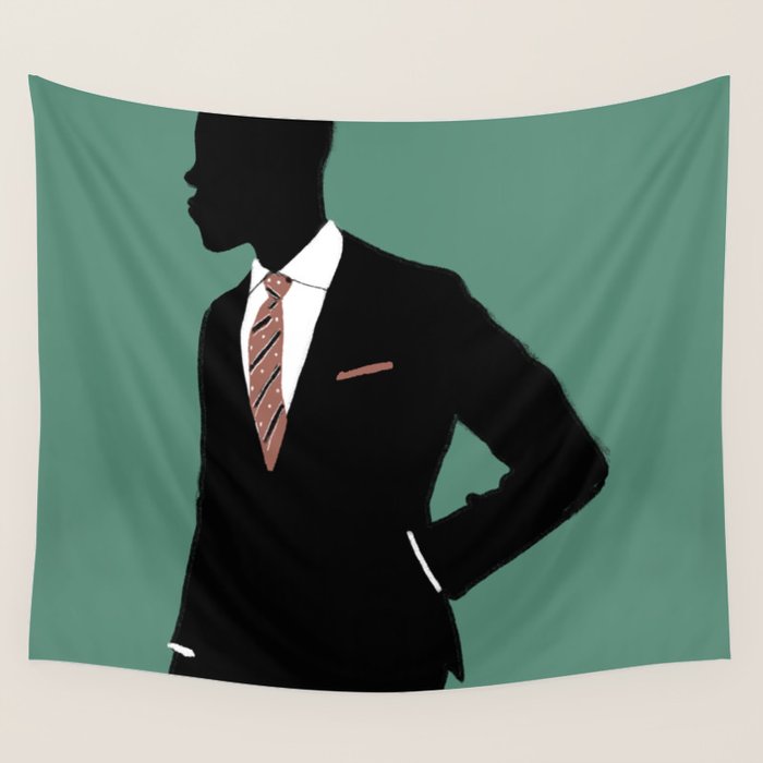Man in Suit with Red Tie - Masculine Art Print  Wall Tapestry Gallery Image 4