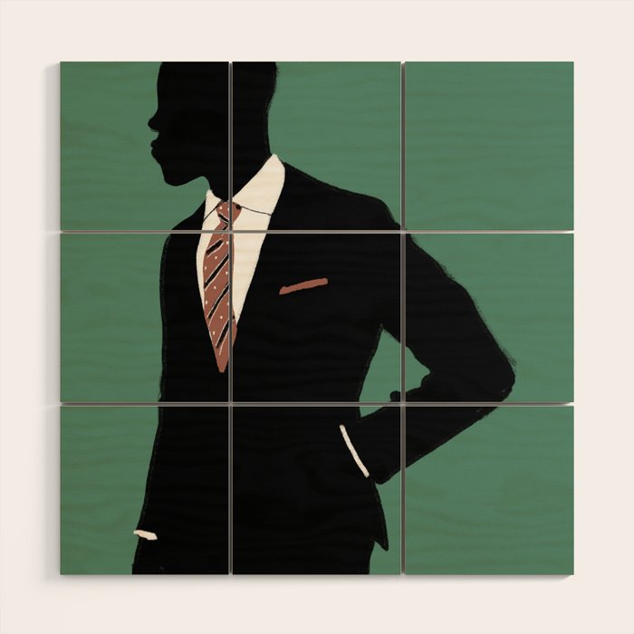 Man in Suit with Red Tie - Masculine Art Print  Wood Wall Art Gallery Image 1