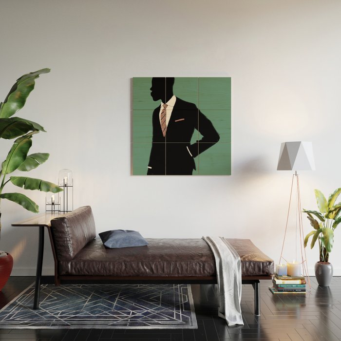 Man in Suit with Red Tie - Masculine Art Print  Wood Wall Art Gallery Image 2