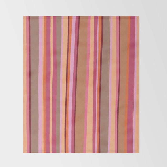 Sunday Morning Stripes Inspired by PANTONE 17 1230 Mocha Mousse Throw Blanket Gallery Image 2