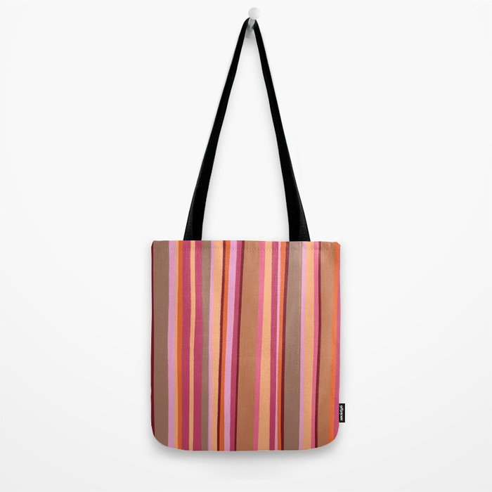 Sunday Morning Stripes Inspired by PANTONE 17 1230 Mocha Mousse Tote Bag Gallery Image 2