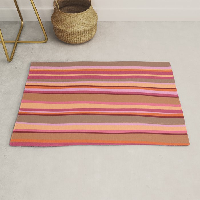 Sunday Morning Stripes Inspired by PANTONE 17 1230 Mocha Mousse Rug Gallery Image 1