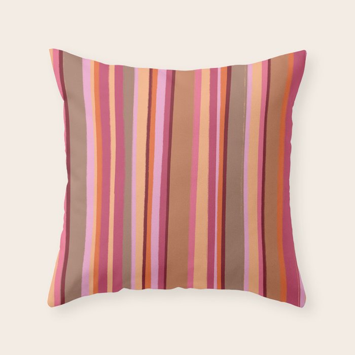Sunday Morning Stripes Inspired by PANTONE 17 1230 Mocha Mousse Throw Pillow Gallery Image 6