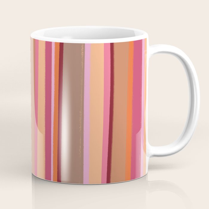 Sunday Morning Stripes Inspired by PANTONE 17 1230 Mocha Mousse Coffee Mug Gallery Image 1