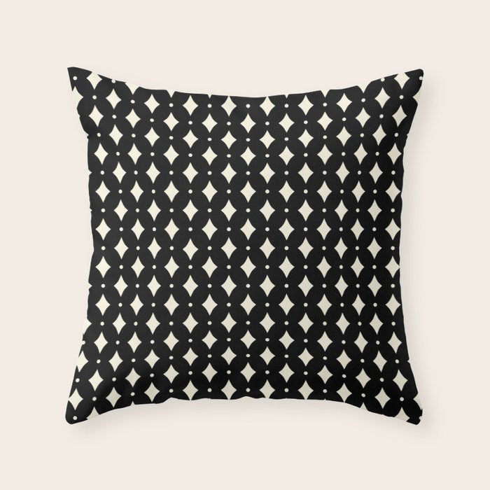 Vintage Stars IX Black and White Throw Pillow Gallery Image 1