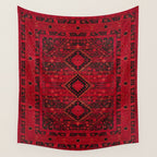 Scarlet Elegance: Oriental Moroccan & Ottoman Artistry Wall Tapestry Gallery Image 4