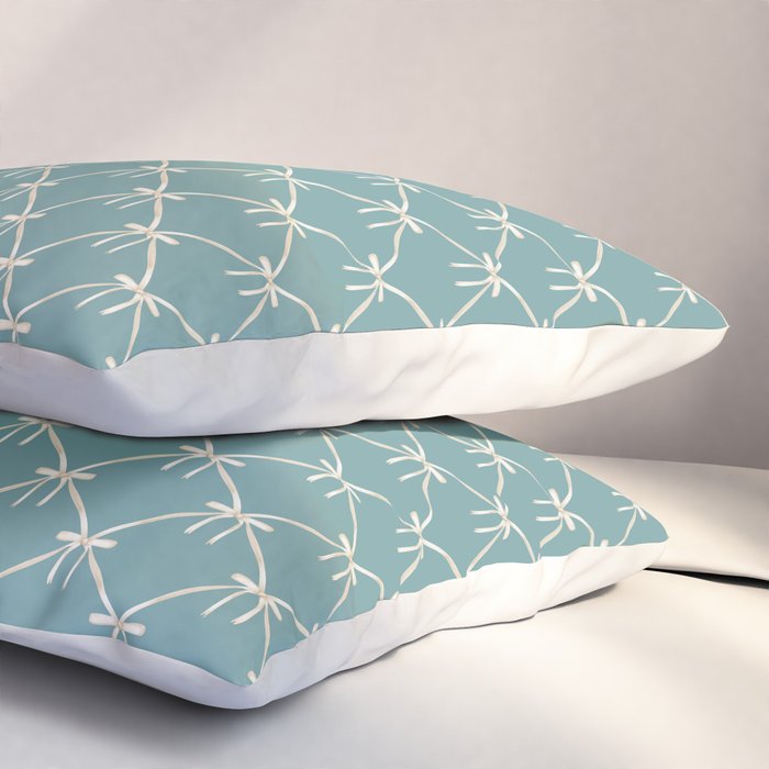 Bows & Ribbons Pattern LIV Teal Green Pillow Sham Gallery Image 3