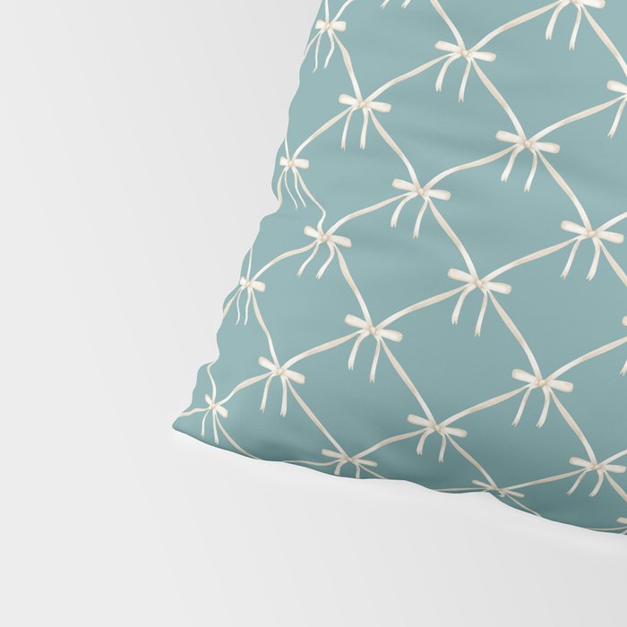 Bows & Ribbons Pattern LIV Teal Green Pillow Sham Gallery Image 4