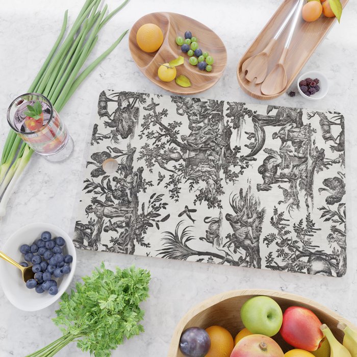 Antique 18th Century French Vintage Toile de Jouy Black & White Cutting Board Gallery Image 2