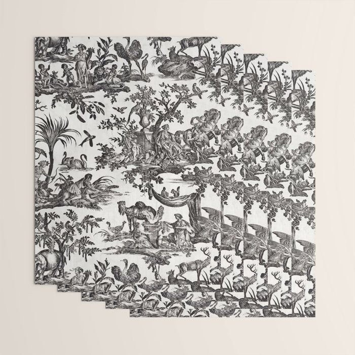 Antique 18th Century French Vintage Toile de Jouy Black & White Wrapping Paper Gallery Image 3