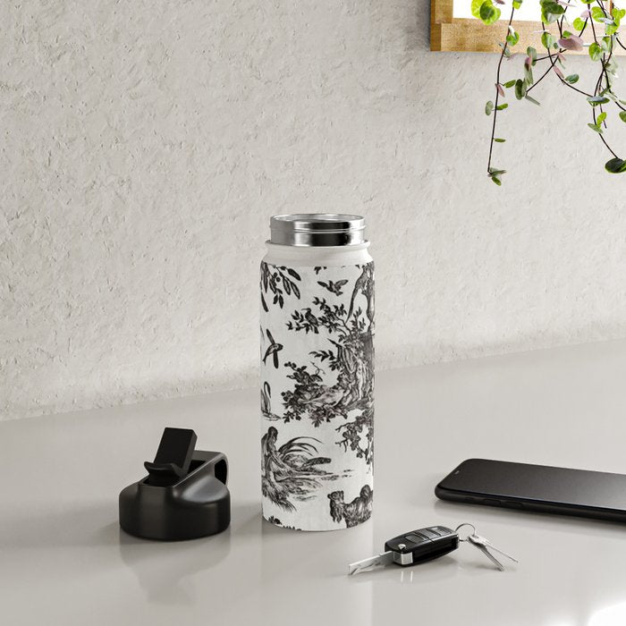 Antique 18th Century French Vintage Toile de Jouy Black & White Water Bottle Gallery Image 4