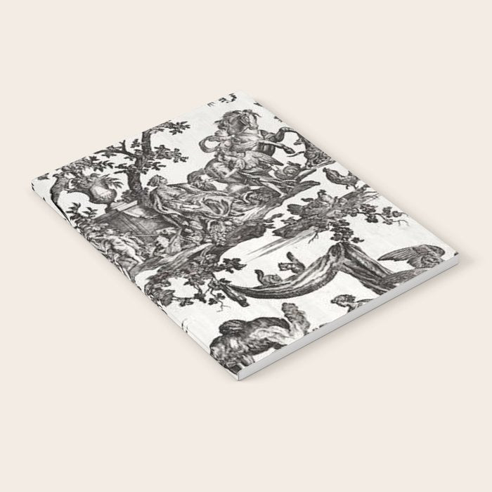 Antique 18th Century French Vintage Toile de Jouy Black & White Notebook Gallery Image 2