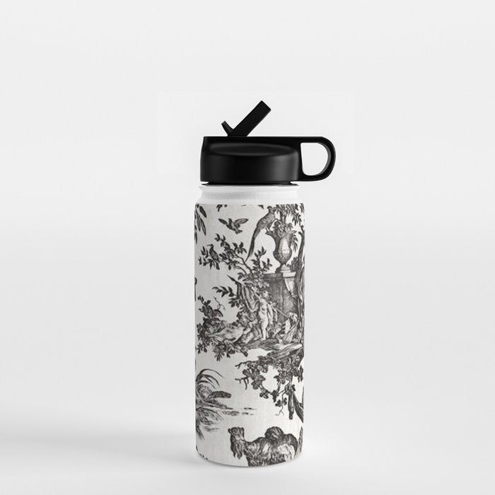 Antique 18th Century French Vintage Toile de Jouy Black & White Water Bottle Gallery Image 1