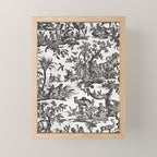Antique 18th Century French Vintage Toile de Jouy Black & White Mini Art Print Gallery Image 1