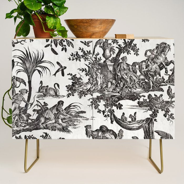 Antique 18th Century French Vintage Toile de Jouy Black & White Credenza Gallery Image 1