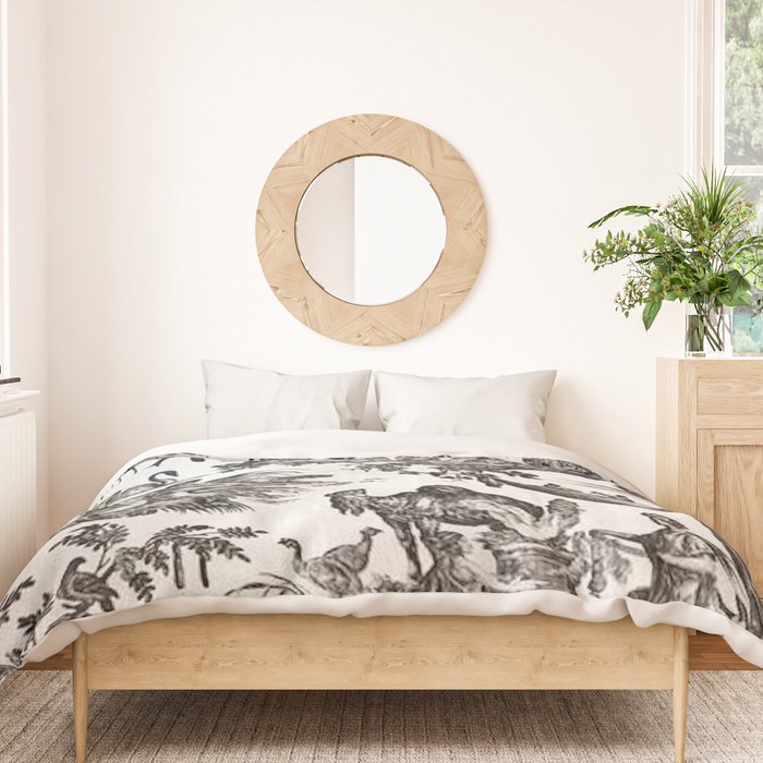 Antique 18th Century French Vintage Toile de Jouy Black & White Duvet Cover Gallery Image 3