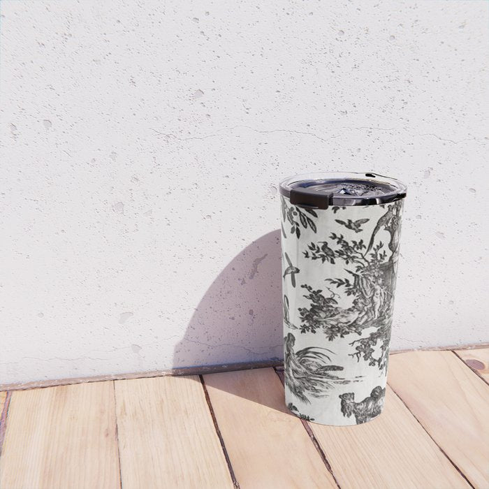Antique 18th Century French Vintage Toile de Jouy Black & White Travel Mug Gallery Image 4