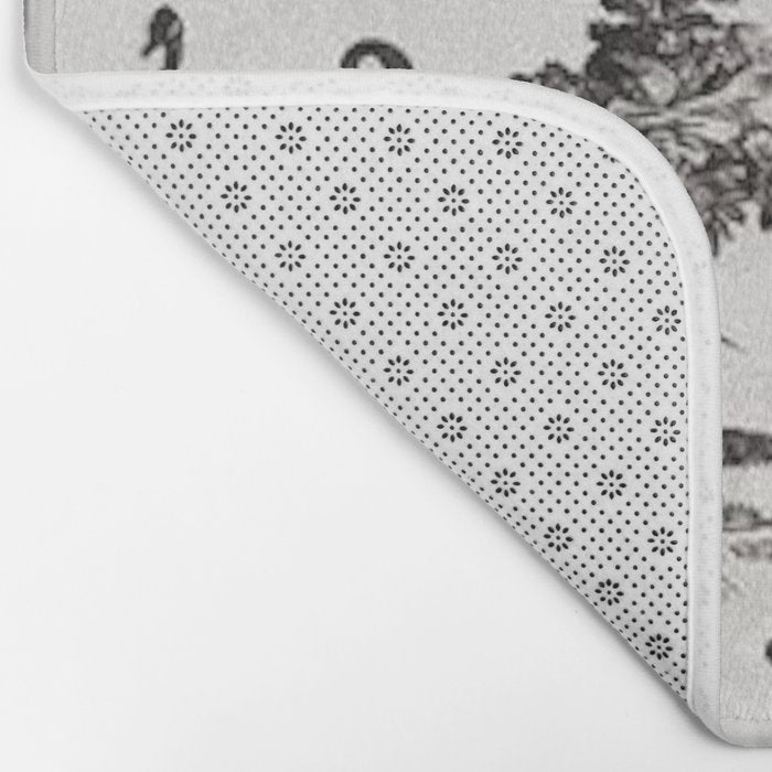 Antique 18th Century French Vintage Toile de Jouy Black & White Bath Mat Gallery Image 2