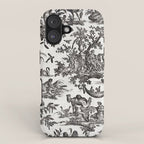 Antique 18th Century French Vintage Toile de Jouy Black & White iPhone Case Gallery Image 1