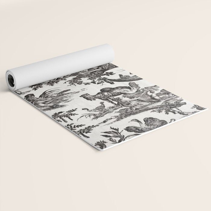 Antique 18th Century French Vintage Toile de Jouy Black & White Yoga Mat Gallery Image 2
