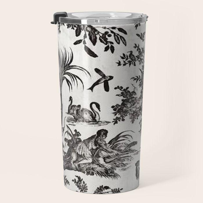Antique 18th Century French Vintage Toile de Jouy Black & White Travel Mug Gallery Image 3