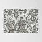 Antique 18th Century French Vintage Toile de Jouy Black & White Rug Gallery Image 2