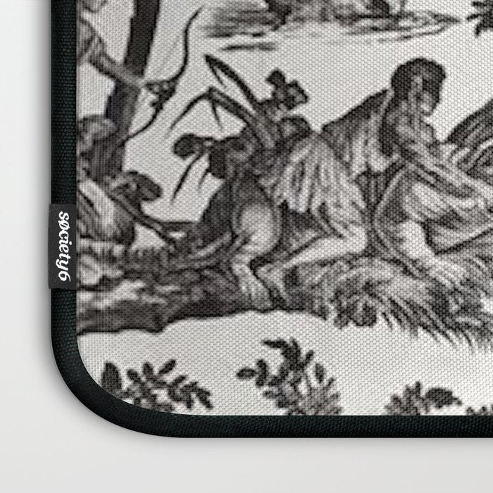 Antique 18th Century French Vintage Toile de Jouy Black & White Laptop Sleeve Gallery Image 3