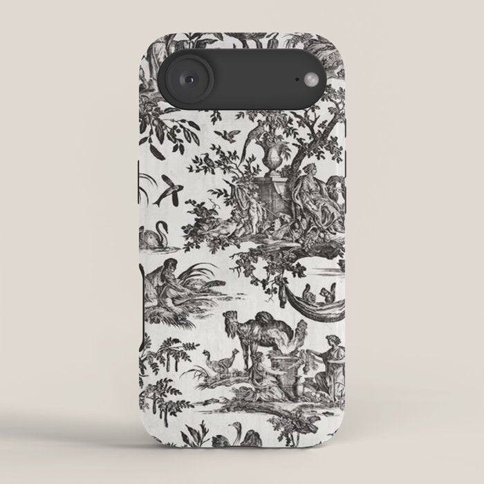 Antique 18th Century French Vintage Toile de Jouy Black & White iPhone Case Gallery Image 2