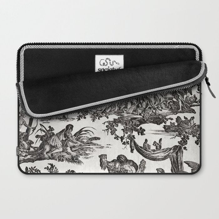 Antique 18th Century French Vintage Toile de Jouy Black & White Laptop Sleeve Gallery Image 2