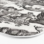 Antique 18th Century French Vintage Toile de Jouy Black & White Bath Mat Gallery Image 3