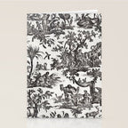 Antique 18th Century French Vintage Toile de Jouy Black & White Stationery Card Gallery Image 2