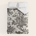 Antique 18th Century French Vintage Toile de Jouy Black & White Comforter Gallery Image 6