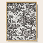 Antique 18th Century French Vintage Toile de Jouy Black & White Serving Tray Gallery Image 1