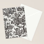 Antique 18th Century French Vintage Toile de Jouy Black & White Stationery Card Gallery Image 2