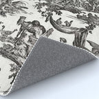 Antique 18th Century French Vintage Toile de Jouy Black & White Rug Gallery Image 4