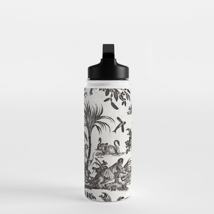 Antique 18th Century French Vintage Toile de Jouy Black & White Water Bottle Gallery Image 3