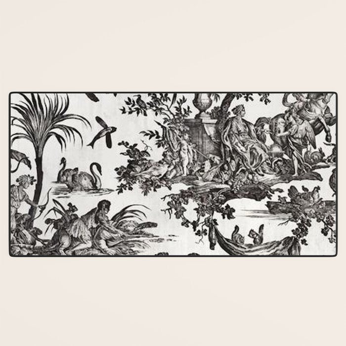 Antique 18th Century French Vintage Toile de Jouy Black & White Desk Mat Gallery Image 3