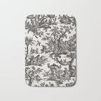 Antique 18th Century French Vintage Toile de Jouy Black & White Bath Mat Gallery Image 1