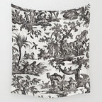 Antique 18th Century French Vintage Toile de Jouy Black & White Wall Tapestry Gallery Image 4