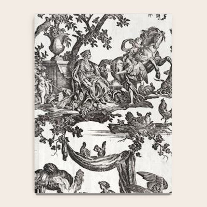 Antique 18th Century French Vintage Toile de Jouy Black & White Notebook Gallery Image 4