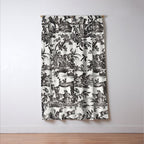 Antique 18th Century French Vintage Toile de Jouy Black & White Window Curtain Gallery Image 3