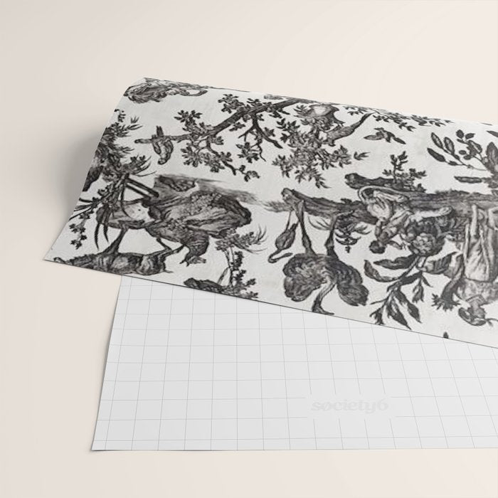 Antique 18th Century French Vintage Toile de Jouy Black & White Wrapping Paper Gallery Image 2