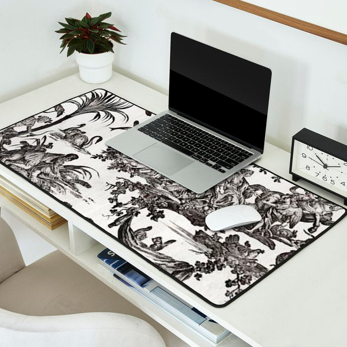 Antique 18th Century French Vintage Toile de Jouy Black & White Desk Mat Gallery Image 2