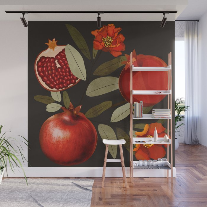 Pomegranate Botanical Art 2 Wall Mural Gallery Image 1