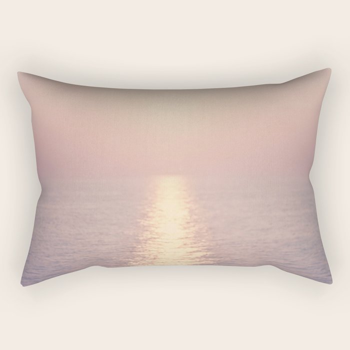 Golden Sunset - Aerial Ocean - Rose Pink Sky - Horizon - Sea Travel photography by Ingrid Beddoes Rectangular Pillow Gallery Image 1