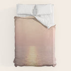 Golden Sunset - Aerial Ocean - Rose Pink Sky - Horizon - Sea Travel photography by Ingrid Beddoes Duvet Cover Gallery Image 6