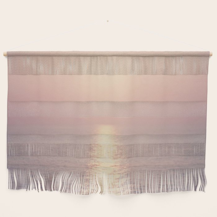 Golden Sunset - Aerial Ocean - Rose Pink Sky - Horizon - Sea Travel photography by Ingrid Beddoes Wall Hanging Gallery Image 1