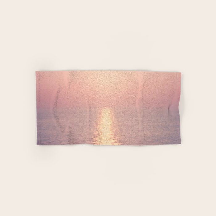 Golden Sunset - Aerial Ocean - Rose Pink Sky - Horizon - Sea Travel photography by Ingrid Beddoes Towels Gallery Image 1
