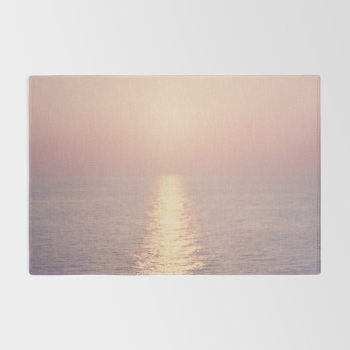 Golden Sunset - Aerial Ocean - Rose Pink Sky - Horizon - Sea Travel photography by Ingrid Beddoes Rug Gallery Image 2