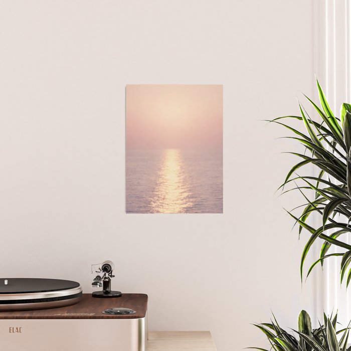 Golden Sunset - Aerial Ocean - Rose Pink Sky - Horizon - Sea Travel photography by Ingrid Beddoes Poster Gallery Image 2